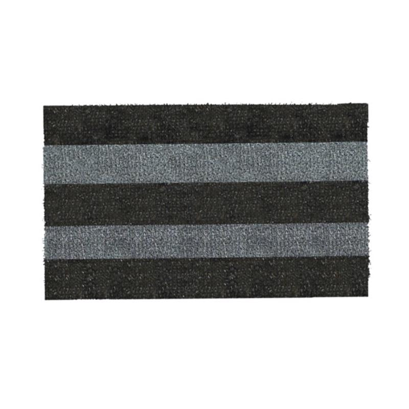 GrassWorx 18 in. W X 30 in. L Black/Gray Patio Stripe Astroturf Door Mat