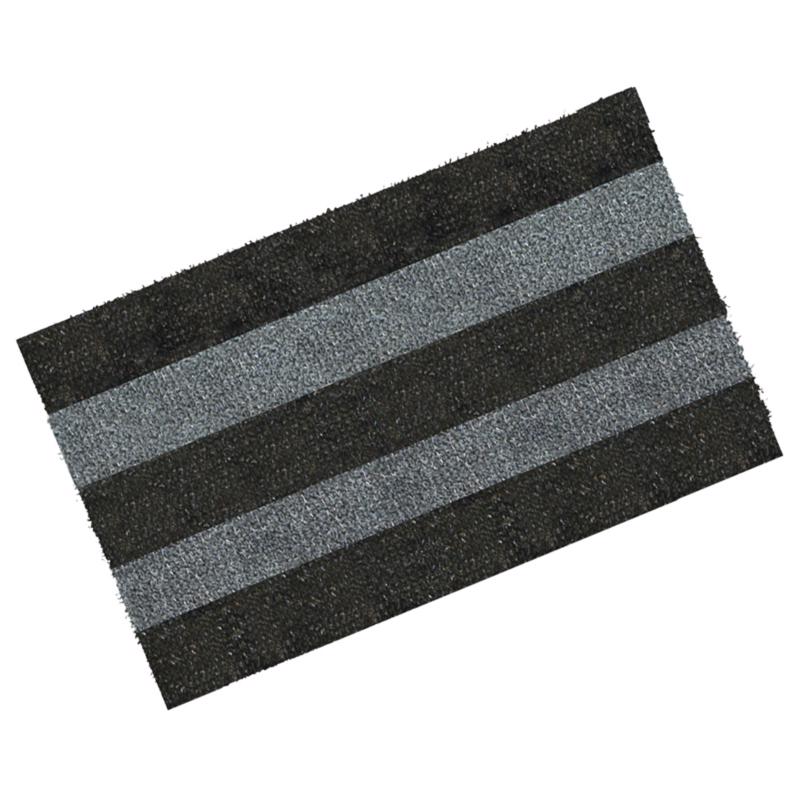 GrassWorx 18 in. W X 30 in. L Black/Gray Patio Stripe Astroturf Door Mat