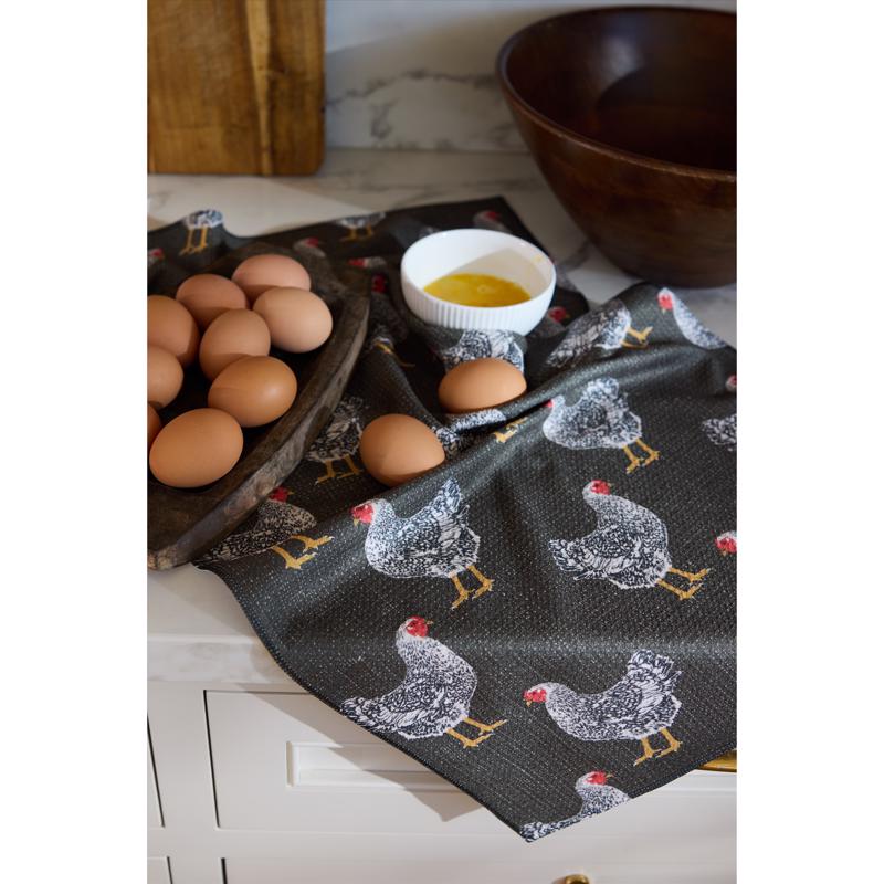 Geometry Multicolor Polyester Hen House Kitchen Towel 1 pk