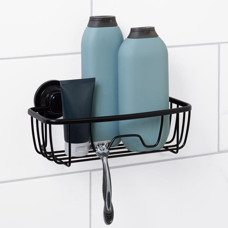 Zenna Home 3 in. H X 10 in. W X 5 in. L Matte Black Suction Basket