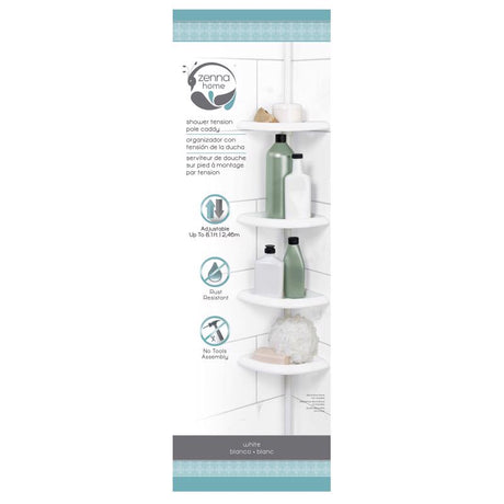 Zenna Home 97 in. H X 10.6 in. W X 7.2 in. L 4-Shelf Corner Shower Caddy