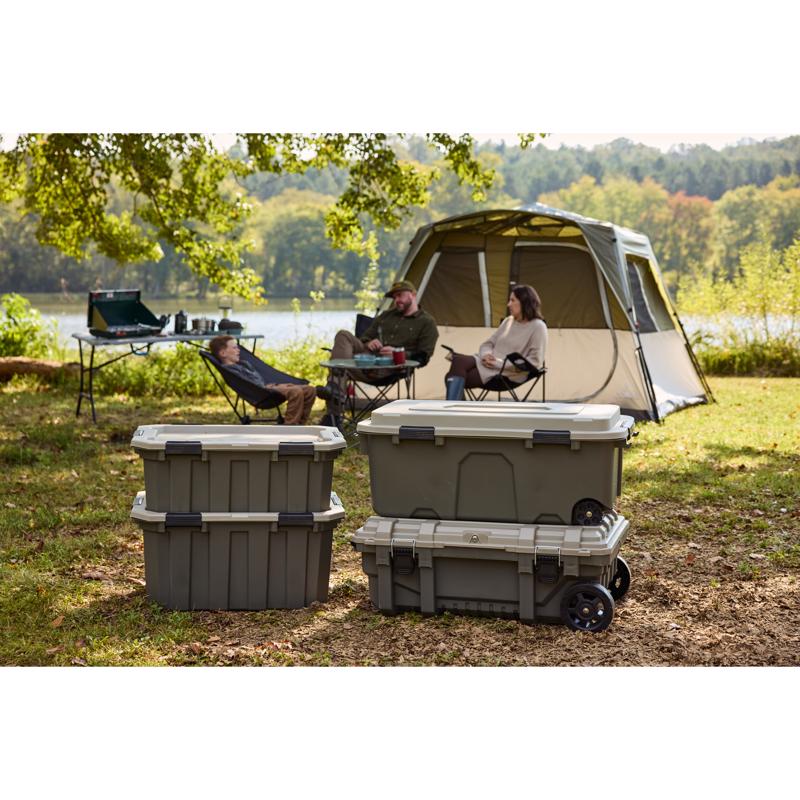 RealTree 25 gal Green Storage Tote w/Wheels 14.2 in. H X 37.5 in. W X 23.1 in. D Stackable