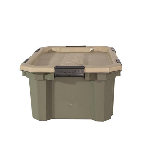RealTree Weathermax Heavy Duty 18 gal Green Storage Tote 11.5 in. H X 31 in. W X 24 in. D Stackable