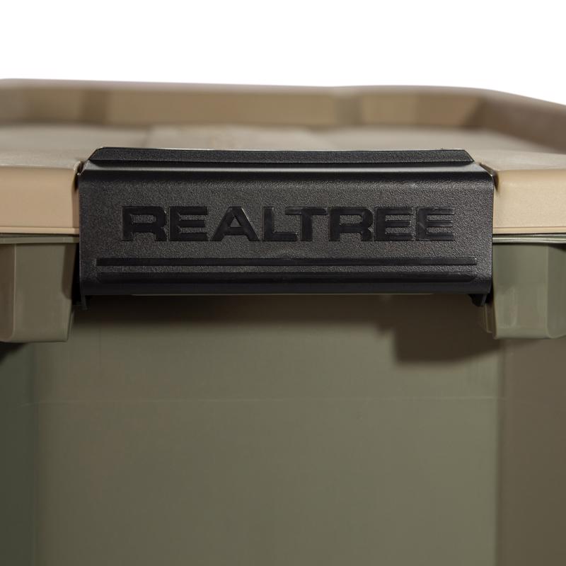 RealTree Weathermax Heavy Duty 18 gal Green Storage Tote 11.5 in. H X 31 in. W X 24 in. D Stackable