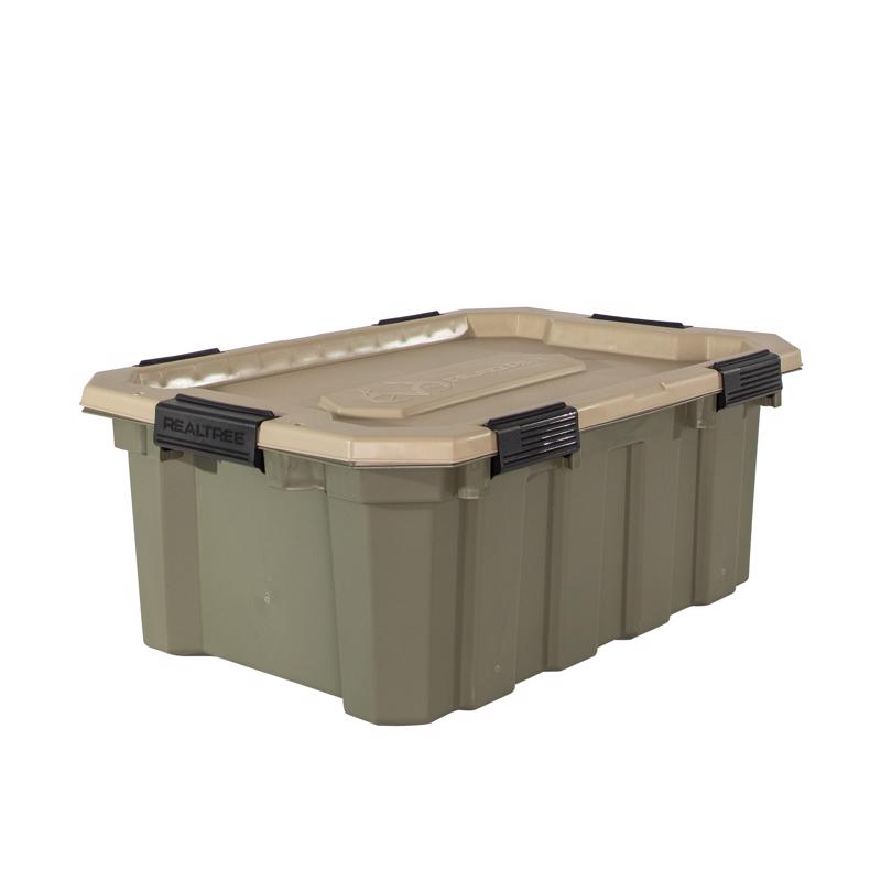 RealTree Weathermax Heavy Duty 18 gal Green Storage Tote 11.5 in. H X 31 in. W X 24 in. D Stackable