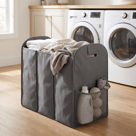 Zenna Home Light Gray Fabric Collapsible Hamper