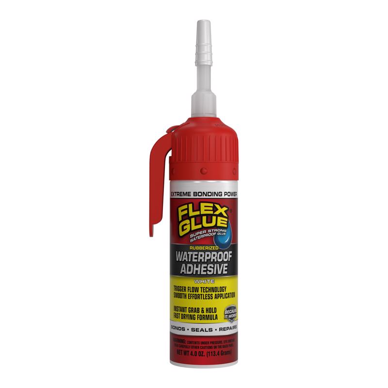 Flex Seal Family of Products Flex Glue Trigger-Flow Nozzle Super Strength Rubber White Adhesive 4 fl