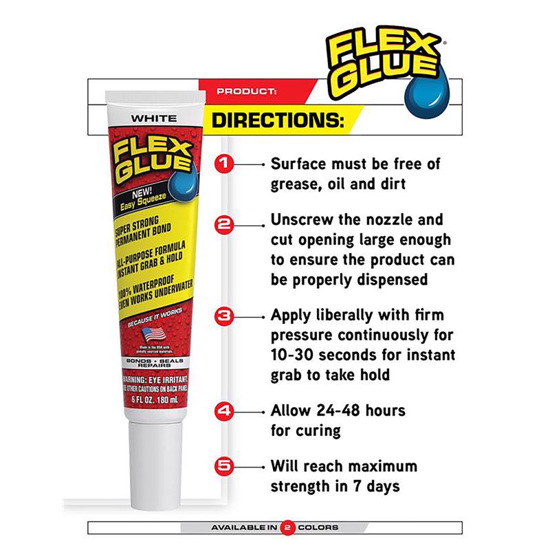 Flex Seal Family of Products Flex Glue Easy Squeeze Super Strength Rubber White Adhesive 4 fl. oz.