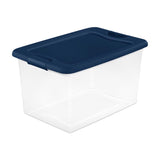 Sterilite 64 qt Blue/Clear Latch Storage Box 13.5 in. H X 16 in. W X 23.75 in. D Stackable