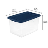 Sterilite 64 qt Blue/Clear Latch Storage Box 13.5 in. H X 16 in. W X 23.75 in. D Stackable