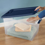 Sterilite 64 qt Blue/Clear Latch Storage Box 13.5 in. H X 16 in. W X 23.75 in. D Stackable