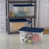 Sterilite 64 qt Blue/Clear Latch Storage Box 13.5 in. H X 16 in. W X 23.75 in. D Stackable