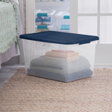 Sterilite 64 qt Blue/Clear Latch Storage Box 13.5 in. H X 16 in. W X 23.75 in. D Stackable