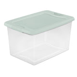 Sterilite Clear 64 qt Green Latch Storage Box 13.5 in. H X 16 in. W X 23.75 in. D Stackable