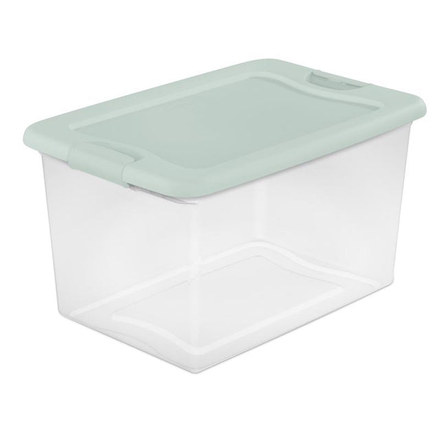 Sterilite Clear 64 qt Green Latch Storage Box 13.5 in. H X 16 in. W X 23.75 in. D Stackable