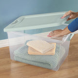 Sterilite Clear 64 qt Green Latch Storage Box 13.5 in. H X 16 in. W X 23.75 in. D Stackable