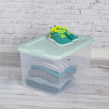 Sterilite Clear 64 qt Green Latch Storage Box 13.5 in. H X 16 in. W X 23.75 in. D Stackable