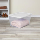 Sterilite 58 qt Clear/White Storage Box 12 in. H X 16.625 in. W X 23.125 in. D Stackable