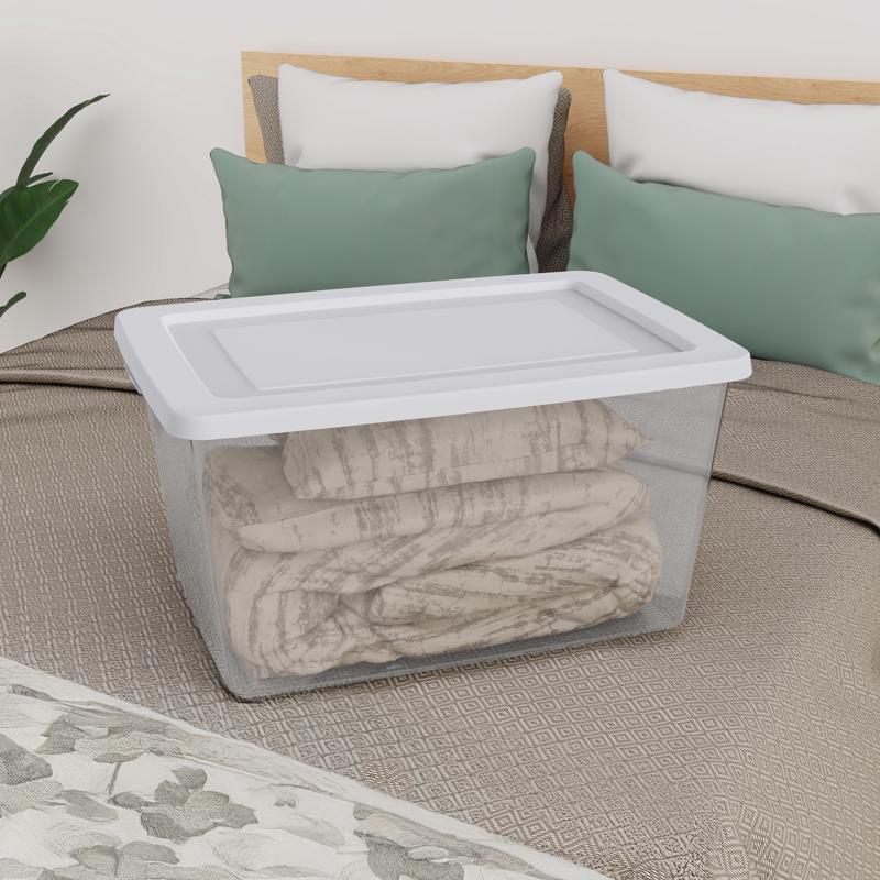 Sterilite 58 qt Clear/White Storage Box 12 in. H X 16.625 in. W X 23.125 in. D Stackable