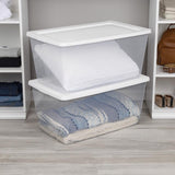 Sterilite 90 qt Clear/White Storage Box 13.625 in. H X 18 in. W X 29.375 in. D Stackable