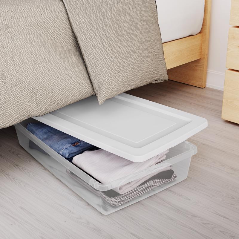 Sterilite 41 qt Clear/White Storage Box 12 in. H X 16.625 in. W X 23.125 in. D Stackable