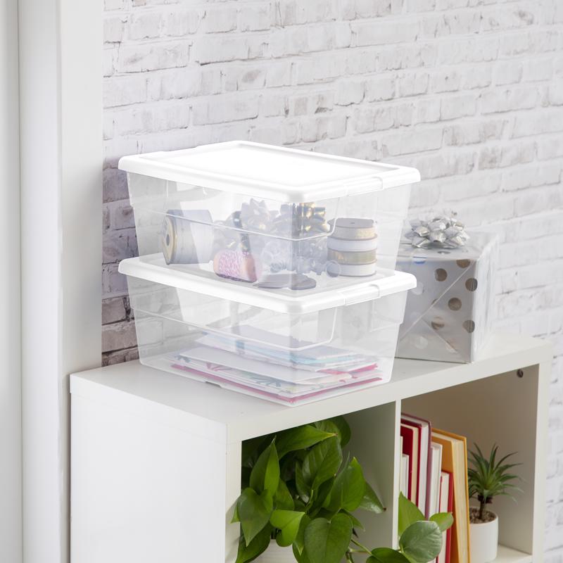 Sterilite 16 qt Clear/White Storage Box 7 in. H X 16-3/4 in. W X 11-7/8 in. D Stackable