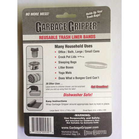 Garbage Gripper Trash Liner Bands Flat Top 2 pk