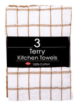 Ritz Mocha Cotton Check Kitchen Towel 3 pk