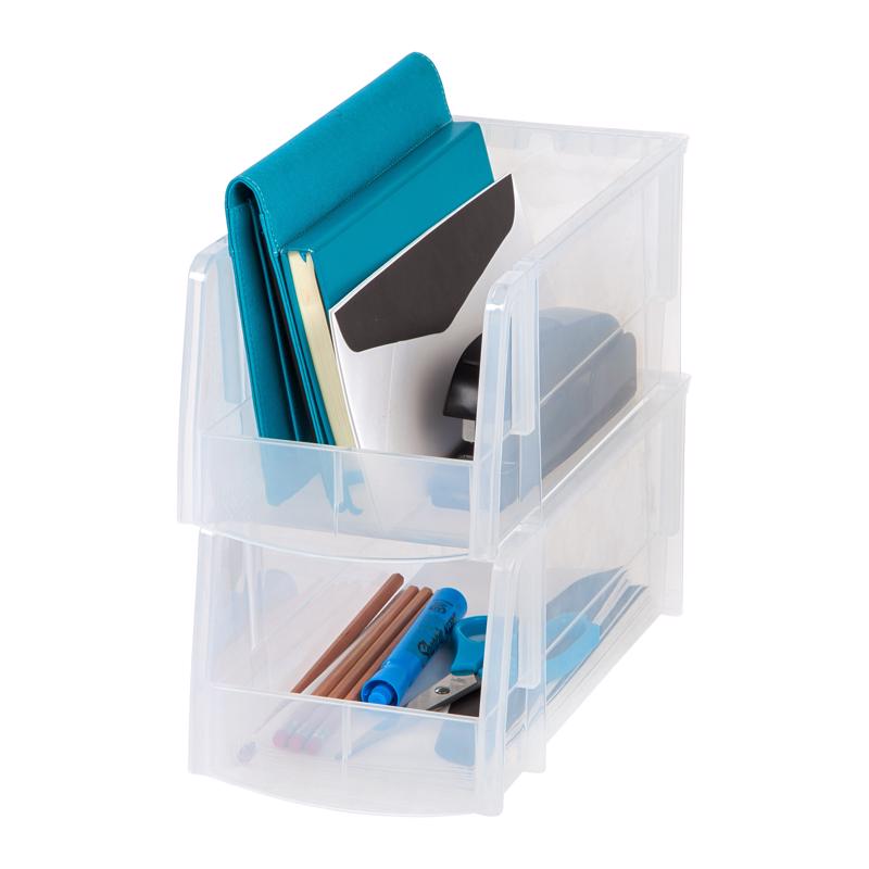 IRIS Clear Storage Bin 5 in. H X 6 in. W X 11 in. D Stackable