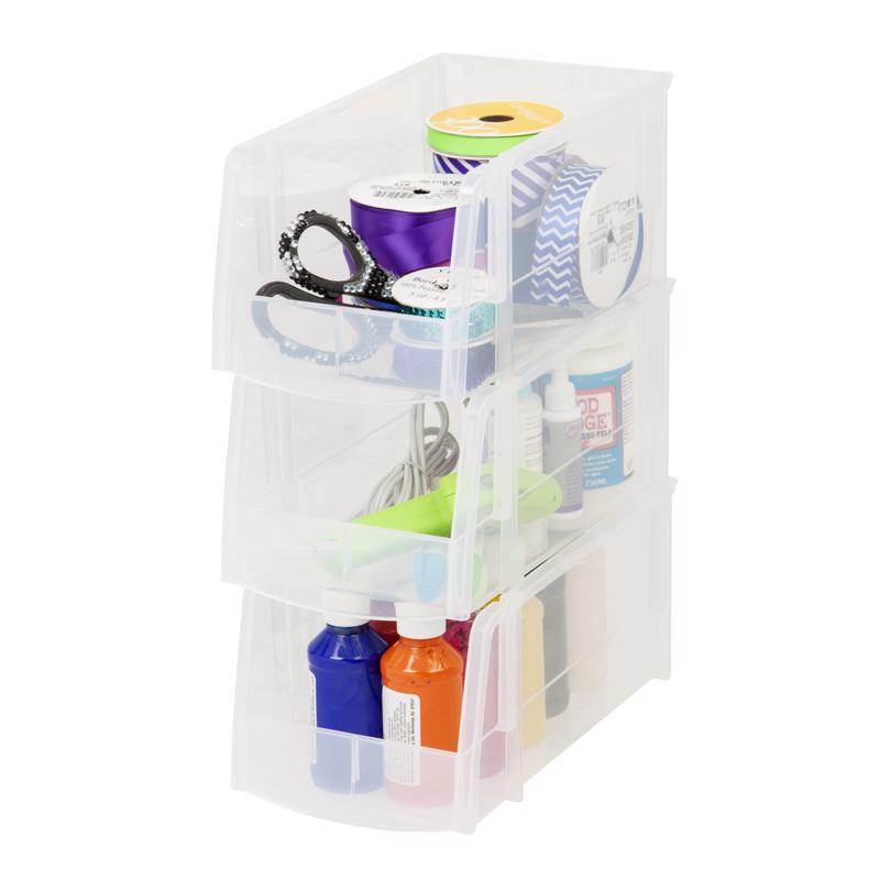 IRIS Clear Storage Bin 5 in. H X 6 in. W X 11 in. D Stackable