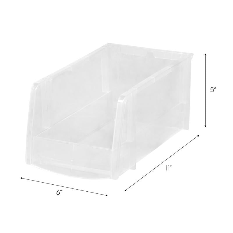 IRIS Clear Storage Bin 5 in. H X 6 in. W X 11 in. D Stackable