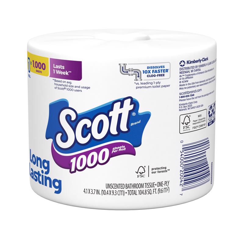 Scott Toilet Paper 1 Rolls 1000 sheet 104.8 sq ft