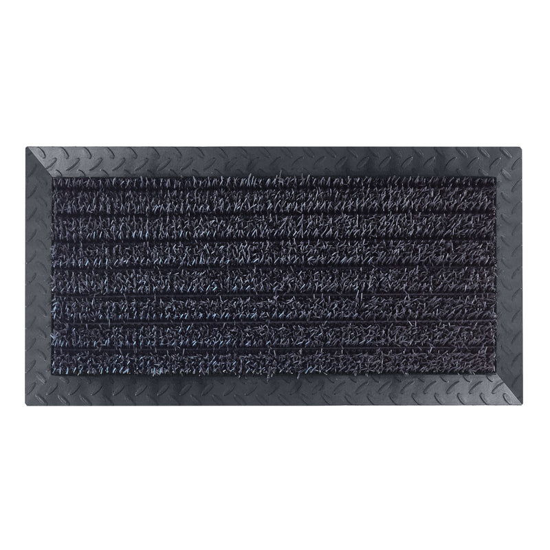 GrassWorx Clean Machine 18 in. W X 34 in. L Black Polyethylene/Rubber Door Mat