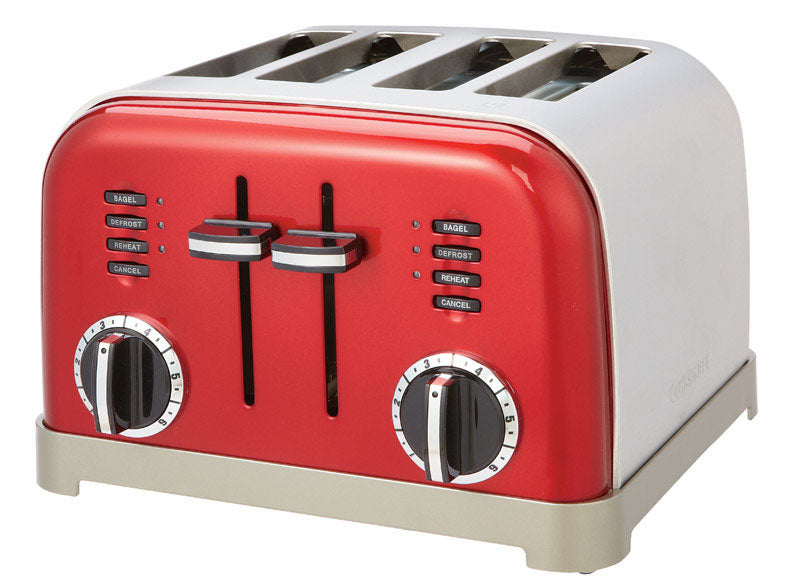 Cuisinart Stainless Steel Red 4 slot Toaster 7.4 in. H X 11.14 in. W X 10.67 in. D