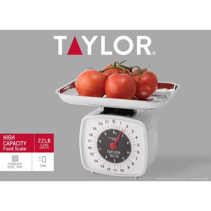 Taylor White Analog Kitchen Scale 22 lb