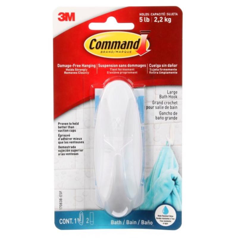 BATH HOOK WHT 4-1/8" L