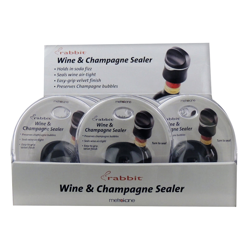 Rabbit Black Rubber/Stainless Steel Wine and Champagne Sealer