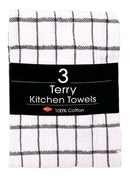 Ritz Black Cotton Check Kitchen Towel 3 pk