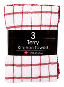 Ritz Paprika Cotton Check Kitchen Towel 3 pk
