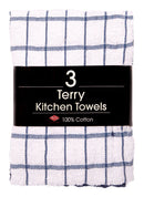 Ritz Federal Blue Cotton Check Kitchen Towel 3 pk