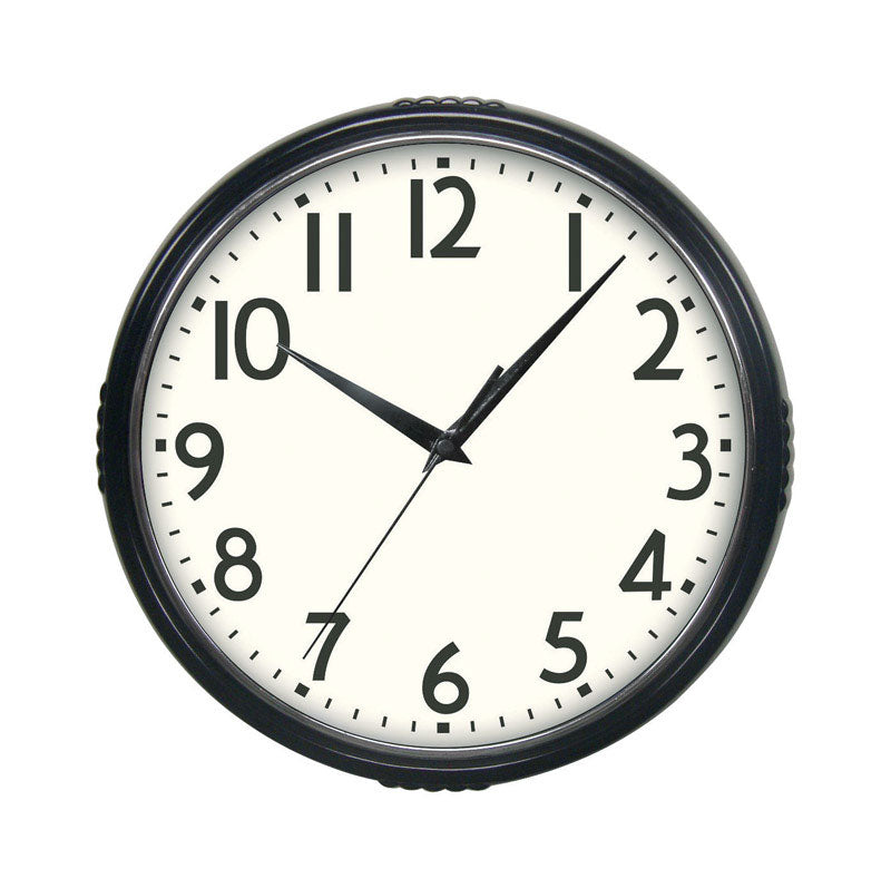 BLK WALL CLOCK 9.75"