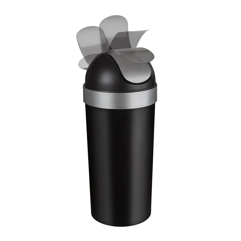 Umbra Venti 16 gal Black/Silver Plastic Swing-Top Trash Can