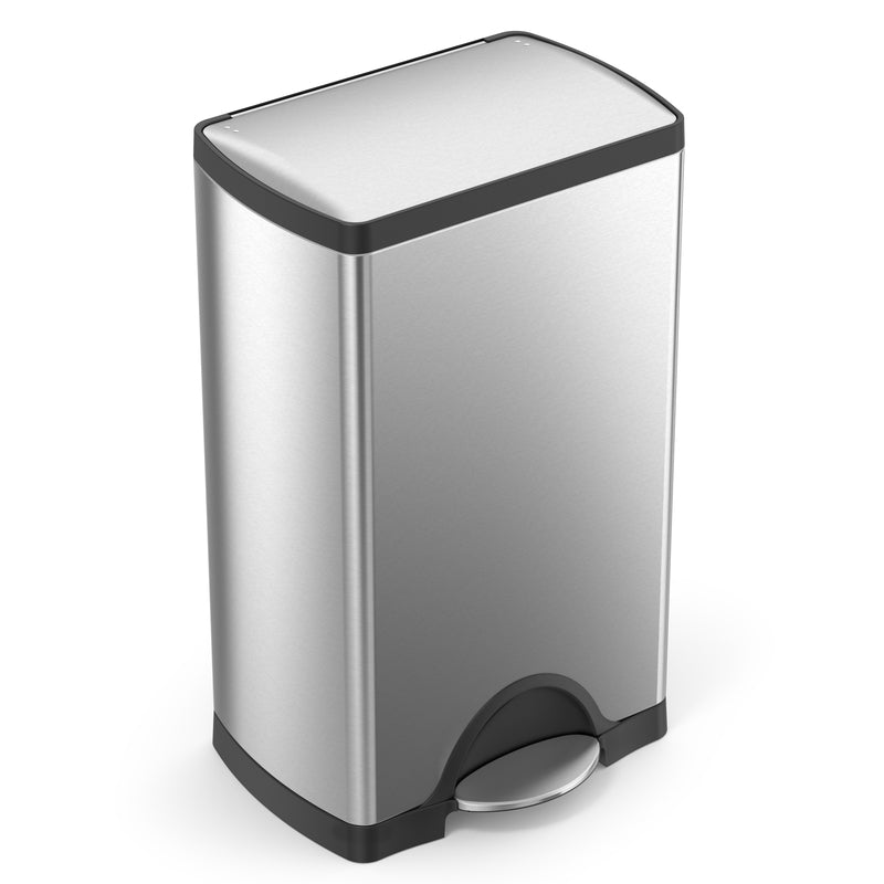 Simplehuman 10 gal Silver Stainless Steel Step Pedal Automatic Touchless Wastebasket