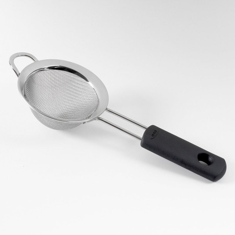 OXO Good Grips Silver/Black Stainless Steel Strainer