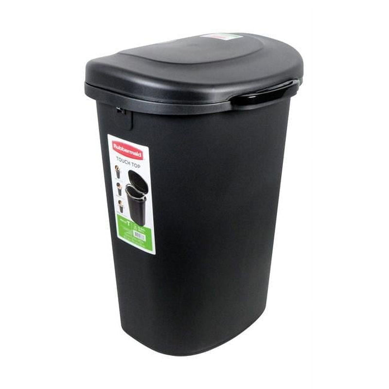 Rubbermaid 13 gal Black Plastic Touch Top Trash Can