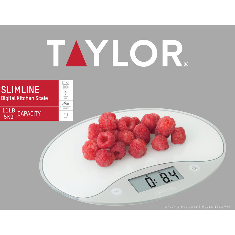 Taylor White Digital Kitchen Scale 11 lb