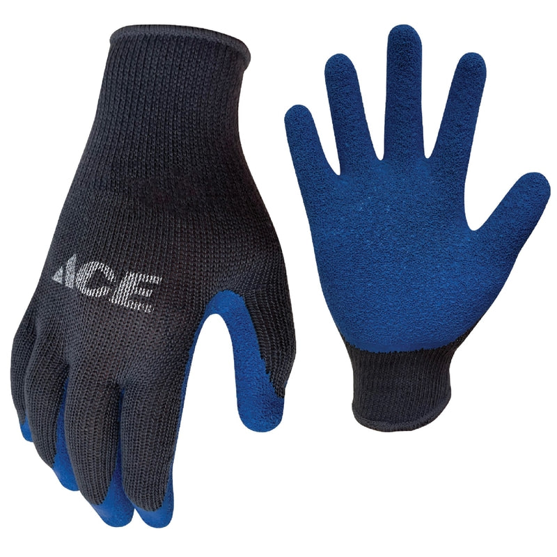 Ace Men's Indoor/Outdoor Coated Work Gloves Blue/Gray L 3 pk