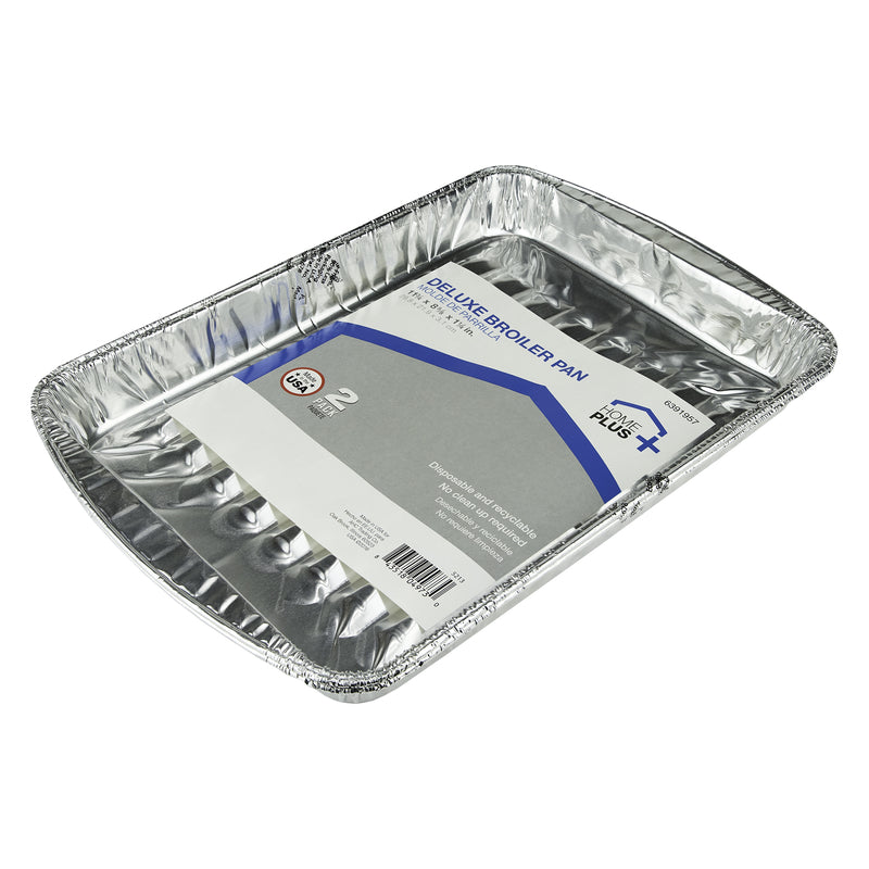 Home Plus Durable Foil 8-1/2 in. W X 11-3/4 in. L Broiler Pan Silver 2 pk