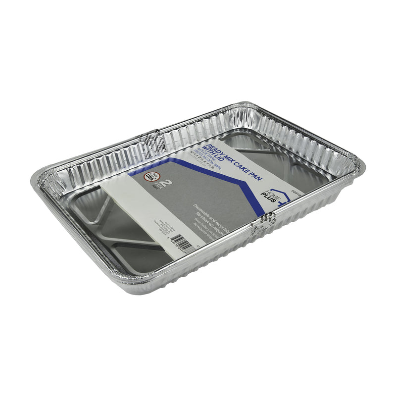 Home Plus Durable Foil 8-1/8 in. W X 12-1/4 in. L Cake Pan Silver 2 pk