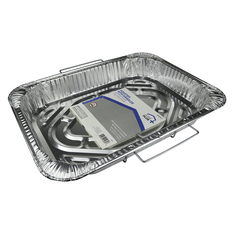 Home Plus Durable Foil 11-7/8 in. W X 16-5/8 in. L Roaster with Handles Silver 1 pc